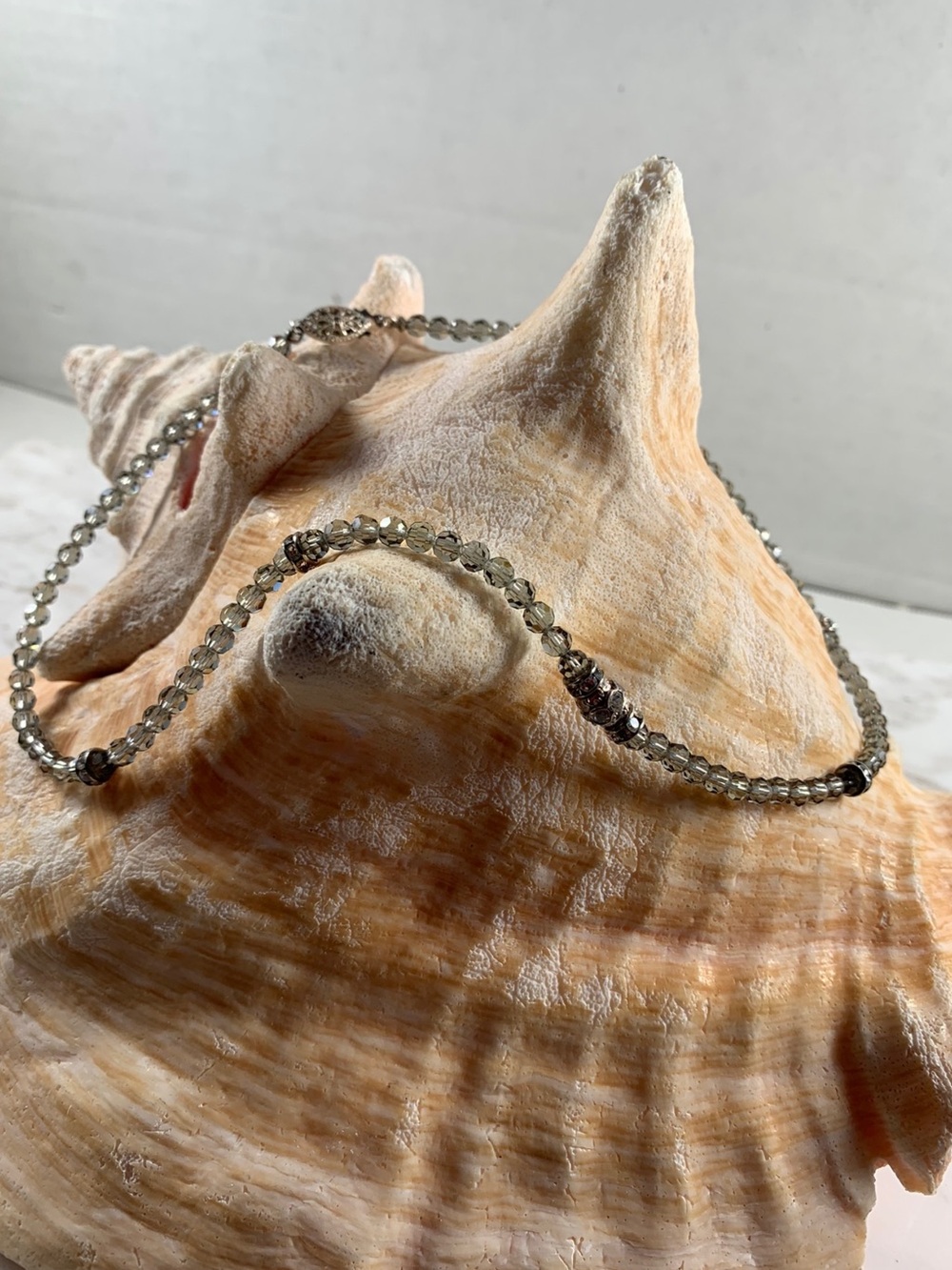 Sterling Silver Smokey Topaz beaded Necklace